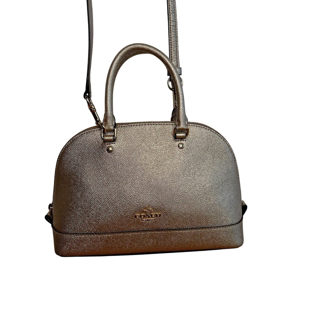 Coach Metallic Gold Leather Mini‎ Sierra Evening Satchel Crossbody Bag F22315